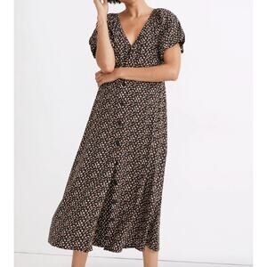 Madewell Black Floral Midi Dress